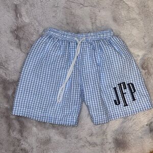 Gingham Monogrammed JPF Boys Swim Trunks